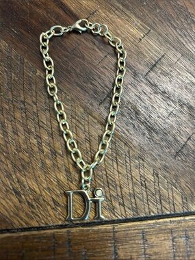 Gold Tone 'Di' Letter Charm Bracelet - Women Accessories